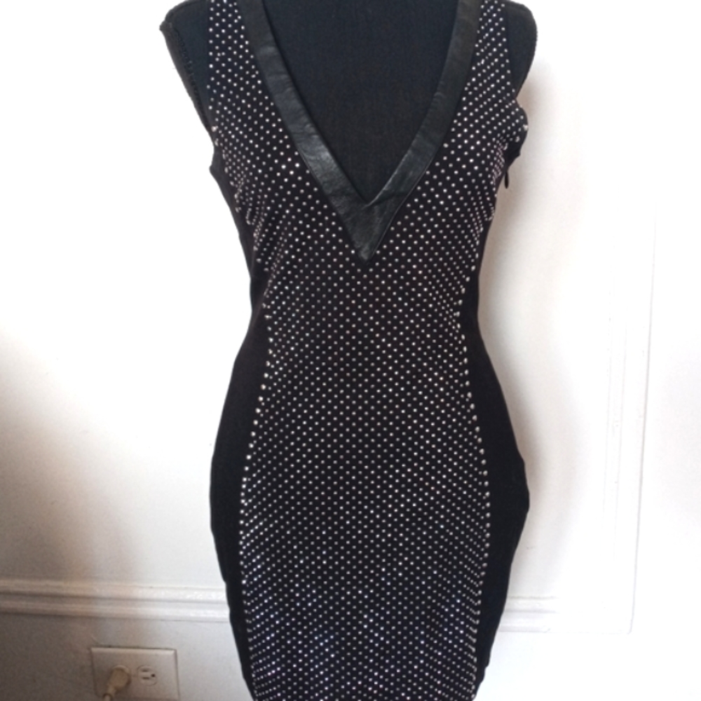 SOLD BEBE Metallic Studded Cocktail Dress Sz Small